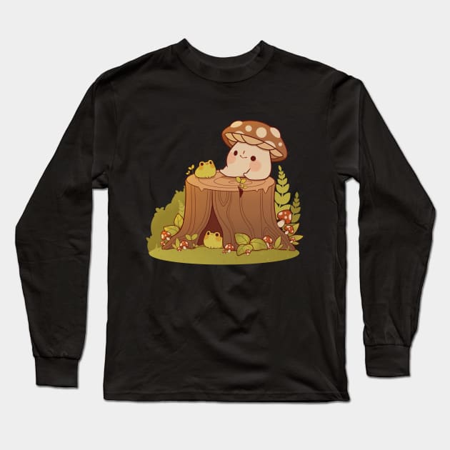 Mushroom and frogs meeting Long Sleeve T-Shirt by Rihnlin